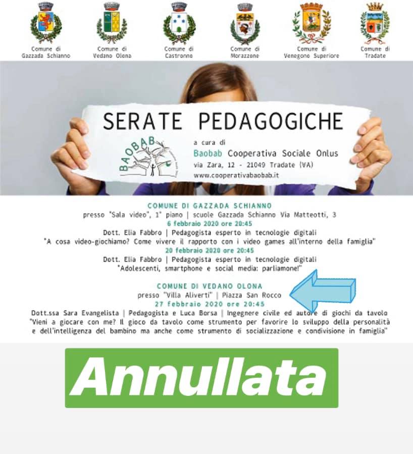 serata pedagogica annullata