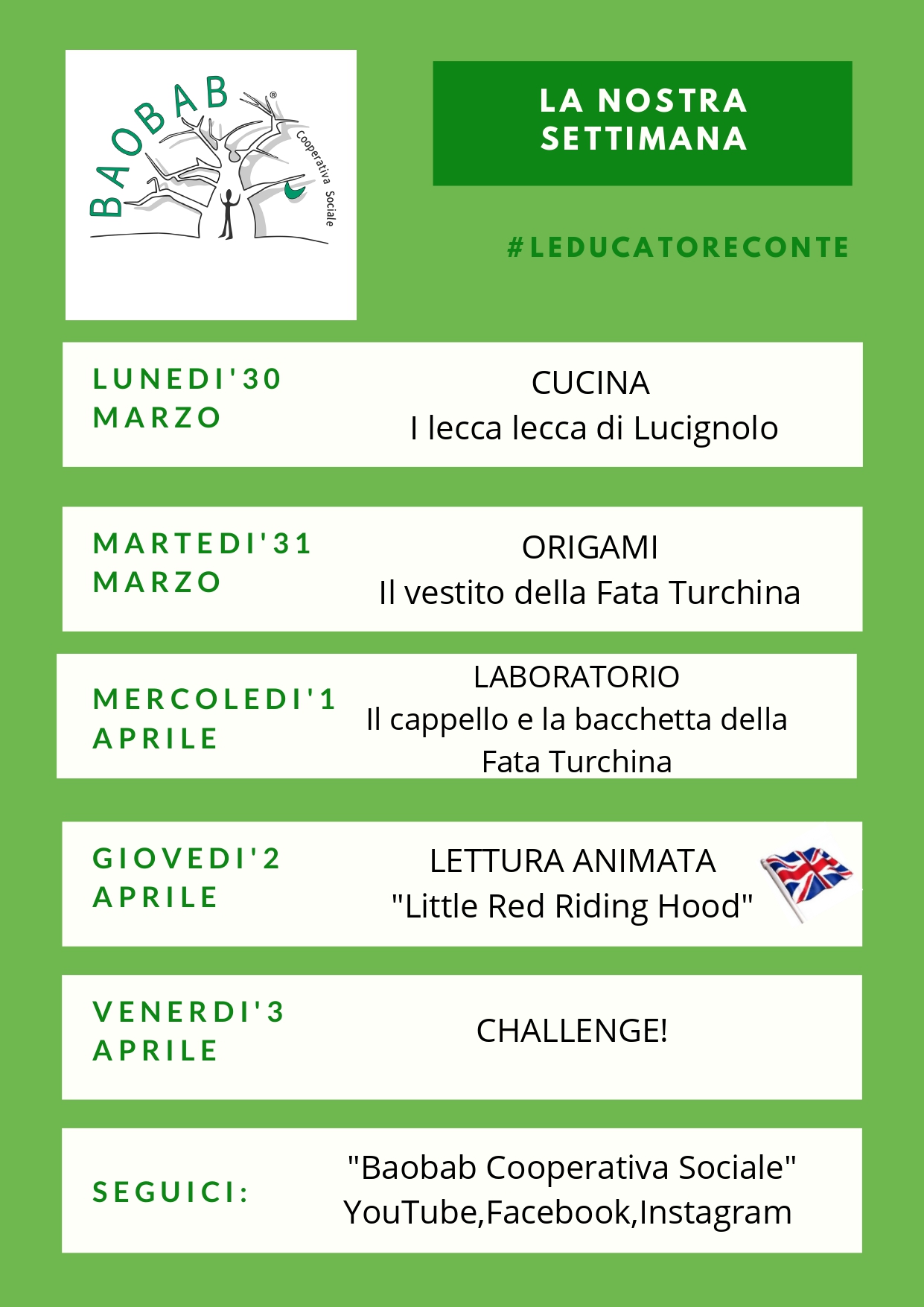 programma settimanale
